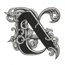 cursive letter E connecting the letter L tattoo design idea