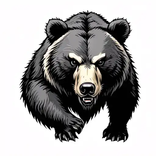 fierce bear in the forest tattoo design idea