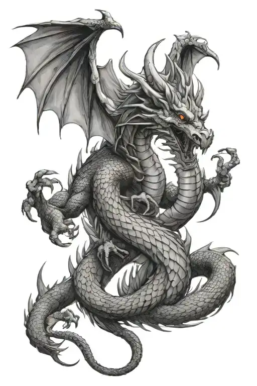 dragon wrapped evenly tattoo design idea