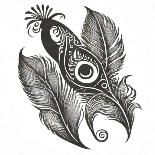 trishul om damru peacock feather  tattoo design idea
