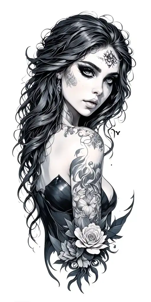 nyx with Selene  tattoo design idea