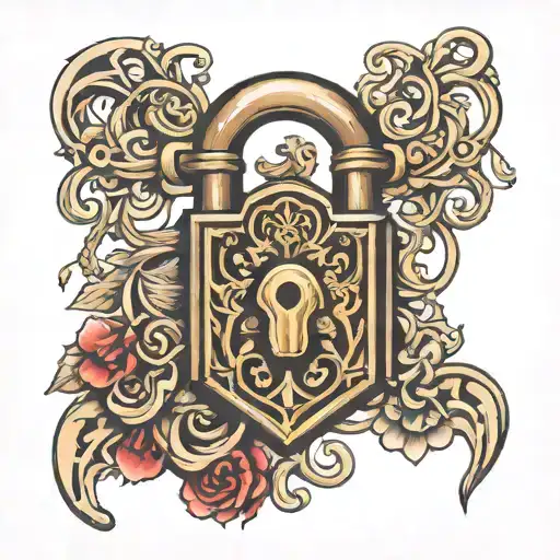 padlock locked tattoo design idea