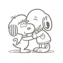 snoopy and dora explorer hugging eachother tattoo design idea