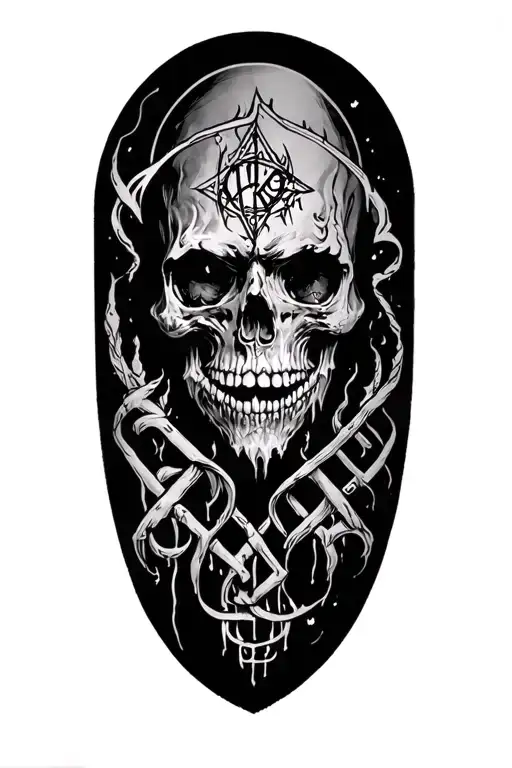 arm sleeve tattoo , black colours and shading using these bands "bad omens" "sleep token" and "amity affliction" tattoo design idea