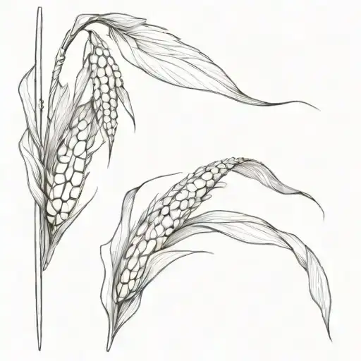 The ears of corn could be designed in a gentle gradient from light to dark to represent the idea of ​​growth and harvest tattoo design idea