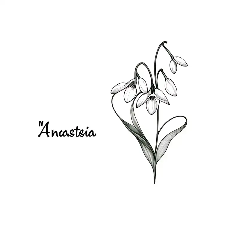 "Anastasia " snowdrop flower in heart shape tattoo design idea