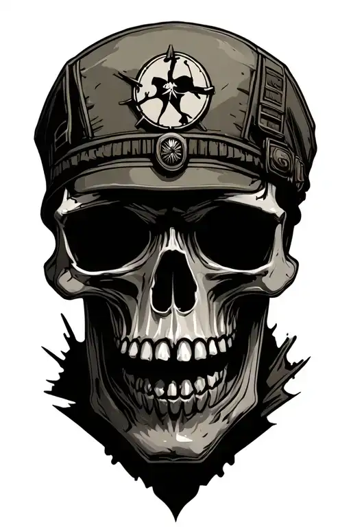 military skull tattoo design idea