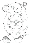 geometric solar system tattoo design idea