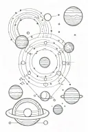 geometric solar system tattoo design idea