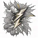 thunder lightning bolt striking tattoo design idea