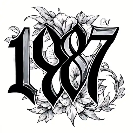 roman numerals "1987" cursive font tattoo tattoo design idea