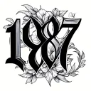 roman numerals "1987" cursive font tattoo tattoo design idea