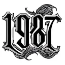 roman numerals "1987" cursive font tattoo tattoo design idea