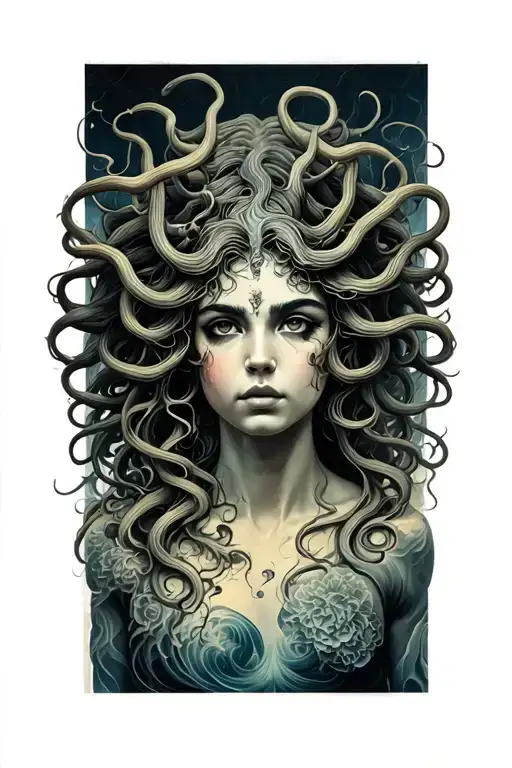 Medusa transformation tattoo design idea