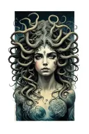 Medusa transformation tattoo design idea