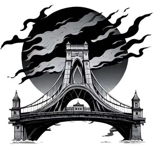 Burning Bridge tattoo design idea