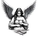 archangel jophiel as a female sewing something  tattoo design idea