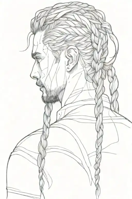 MAN WITH BRAIDS tattoo design idea