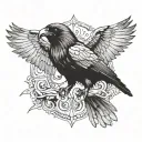 Clear centered 808 text with a front facing crow with open wings tattoo design idea