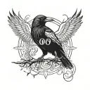 Clear centered 808 text with a front facing crow with open wings tattoo design idea
