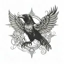 Clear centered 808 text with a front facing crow with open wings tattoo design idea