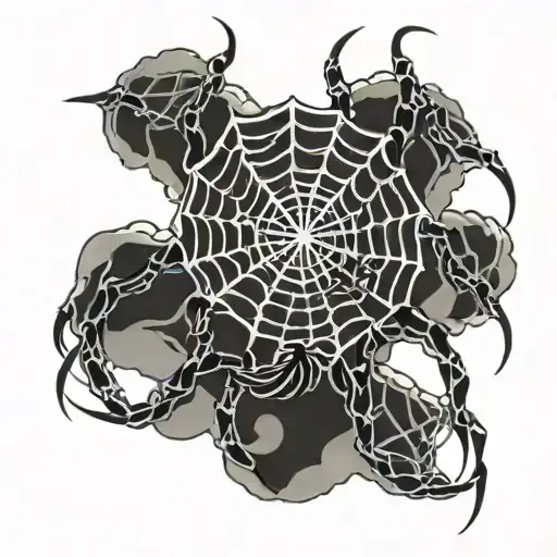 Japanese style spider in web tattoo design idea