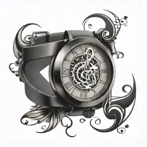 Design a luxurious wristwatch with musical notes as the clock hands to combine your love for music and high-end accessories tattoo design idea