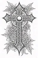 christian cross with a thorn of crowns over the top beam tattoo design idea