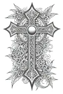 christian cross with a thorn of crowns over the top beam tattoo design idea