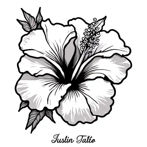 Hawaiian Hibiscus with name Justin tatto design on wrist tattoo design idea