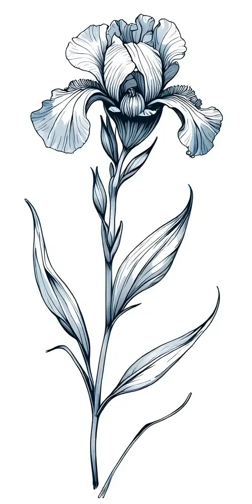 large scale iris flower tattoo design idea