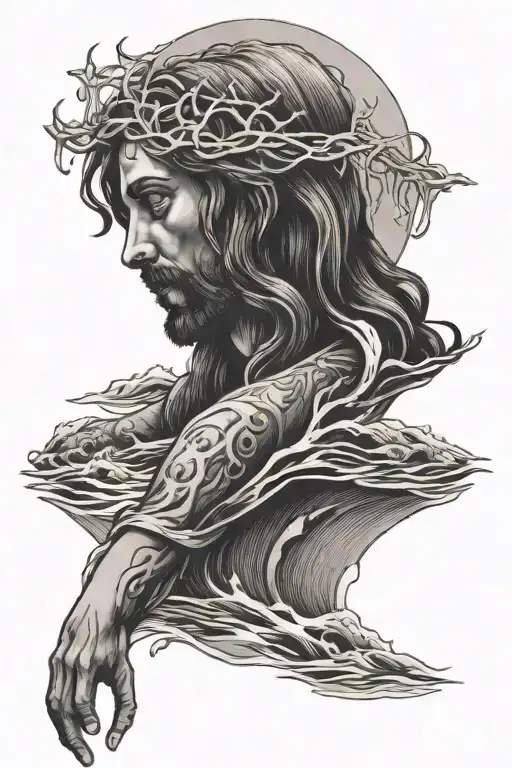 I was drowning and then saved by Jesus tattoo design idea
