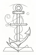 bold poster simple black and. negative back tattoo design featuring simple anchor in a square with text above tattoo design idea