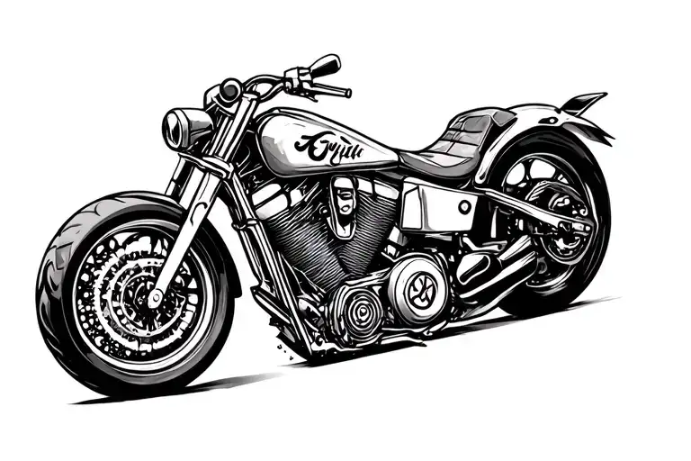 Tattoo with an image of an environmental symbol inscribed in the design of a biker motorcycle tattoo design idea