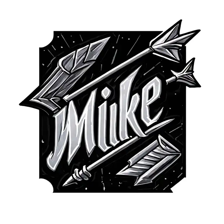 an arrow with the word Mike tattoo design idea