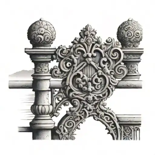 railing on La Concha beach in Donostia tattoo design idea