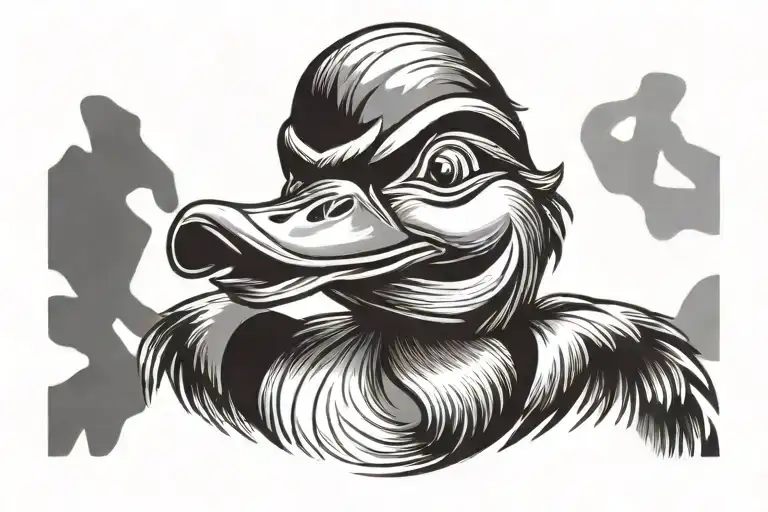 angry duck with name tattoo design idea