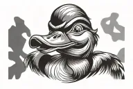 angry duck with name tattoo design idea