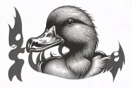 angry duck with name tattoo design idea