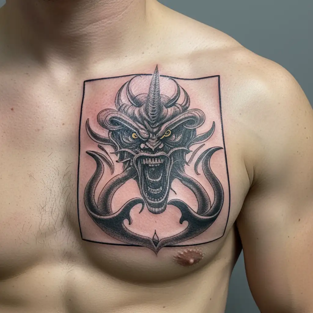 The demon Rahu is hungry tattoo design idea