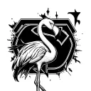 Flamingo in a Superman logo tattoo design idea