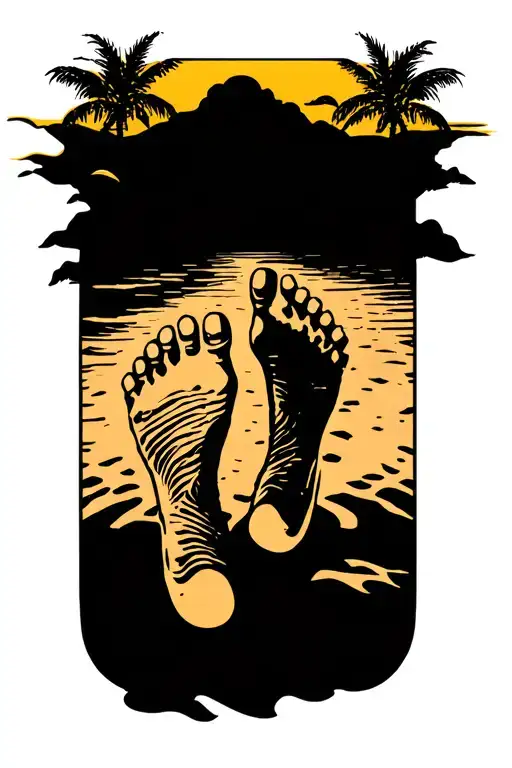 footprints in the sand tattoo design idea