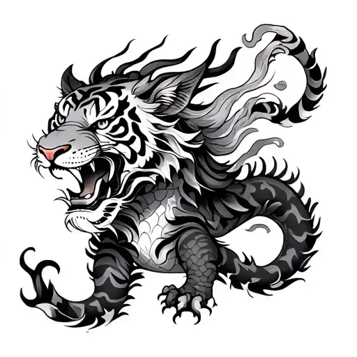 Chinese dragon and a tiger tattoo design idea