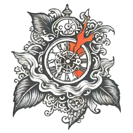 shull with clock melting tattoo design idea