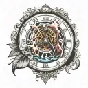 shull with clock melting tattoo design idea