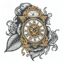 shull with clock melting tattoo design idea