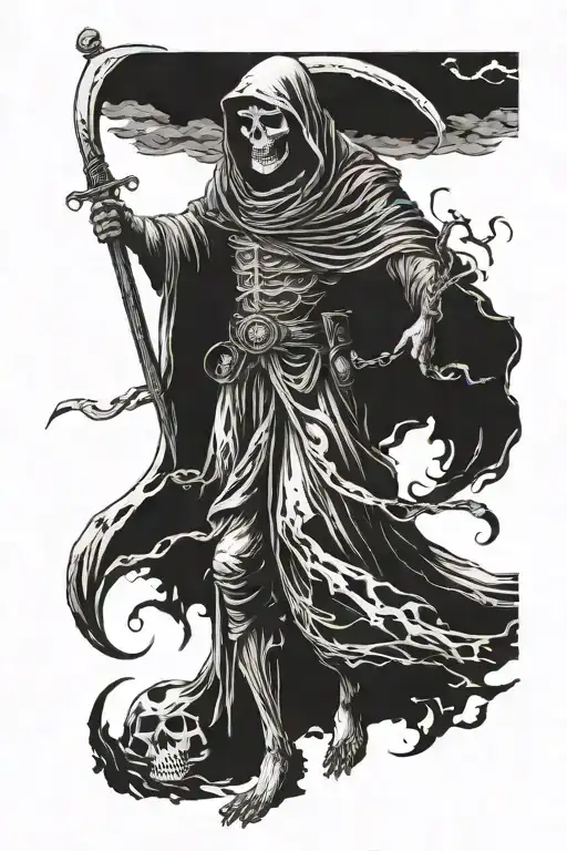 I want a tattoo that says "though I walk through the valley of the shadow of death, I will fear no evil" with a reaper  tattoo design idea