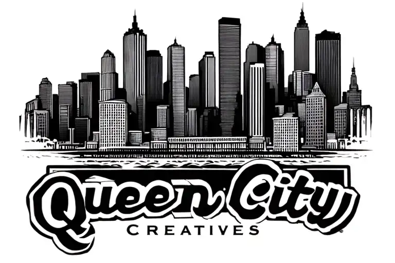 Queen City Creatives logo city scape tattoo design idea