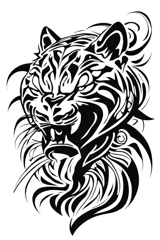 lcreate tribal image of black panther  tattoo design idea