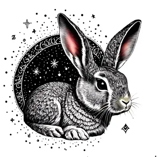 libra zodiac with bunny tattoo design idea